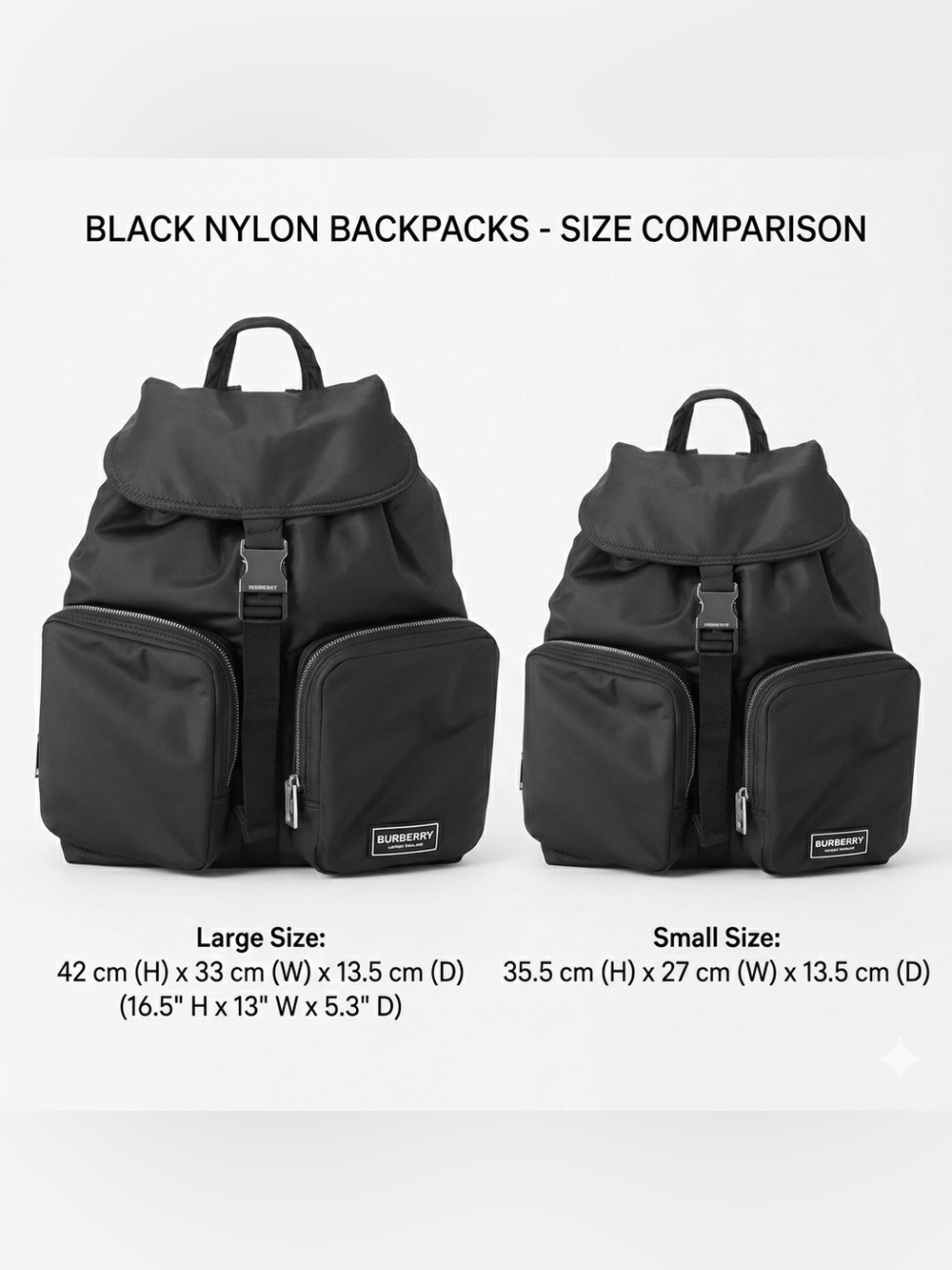 Burberry Black nylon flip Backpack small NEW - Picture 9 of 10